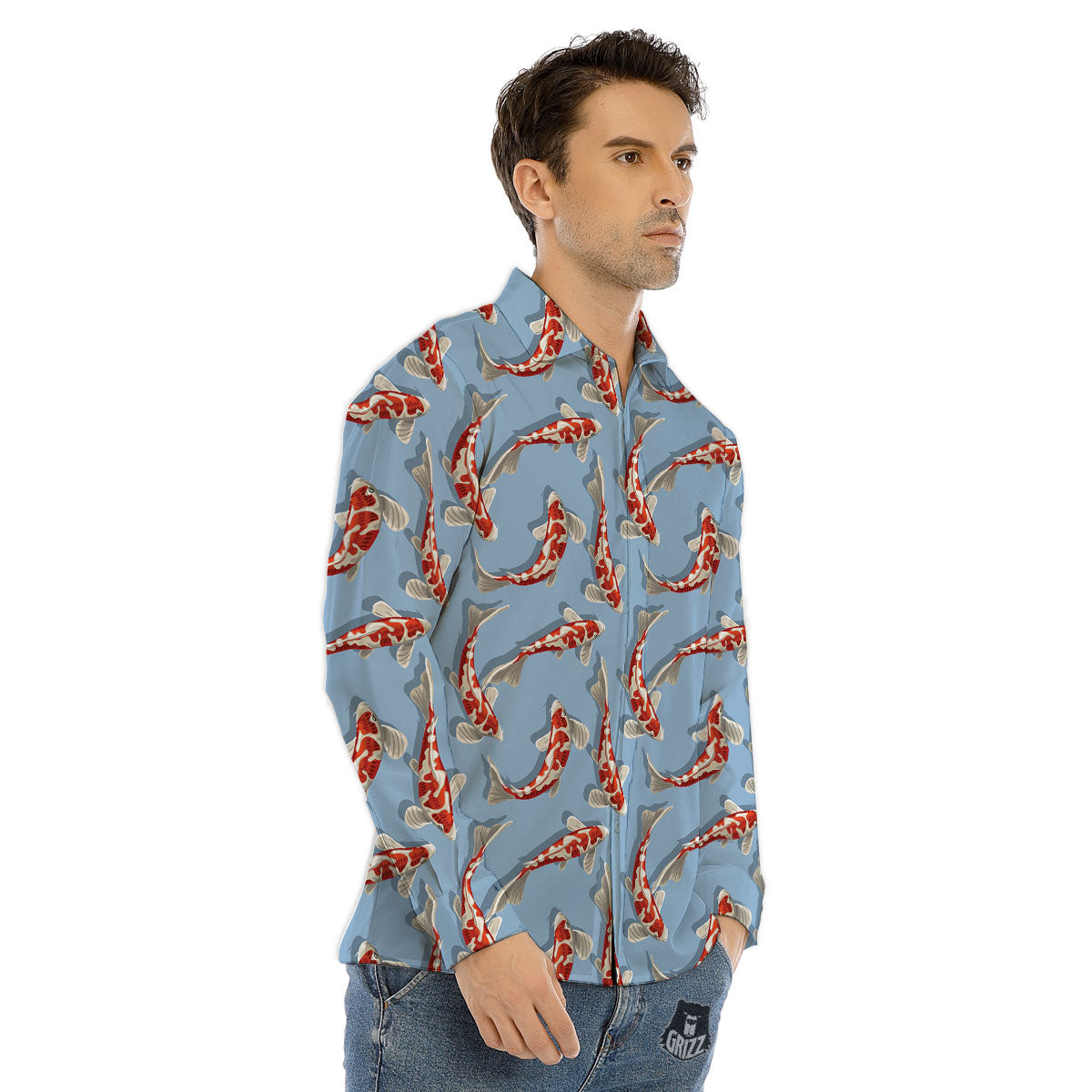 Carp Koi Print Pattern Men's Dress Shirts-grizzshop