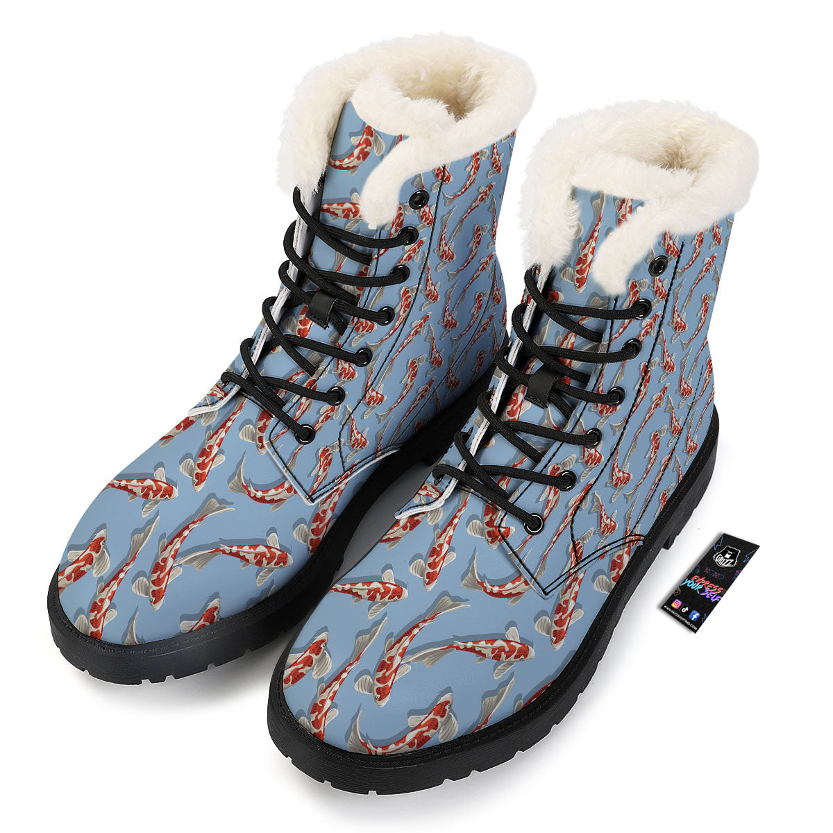 Carp Koi Print Pattern Winter Boots-grizzshop