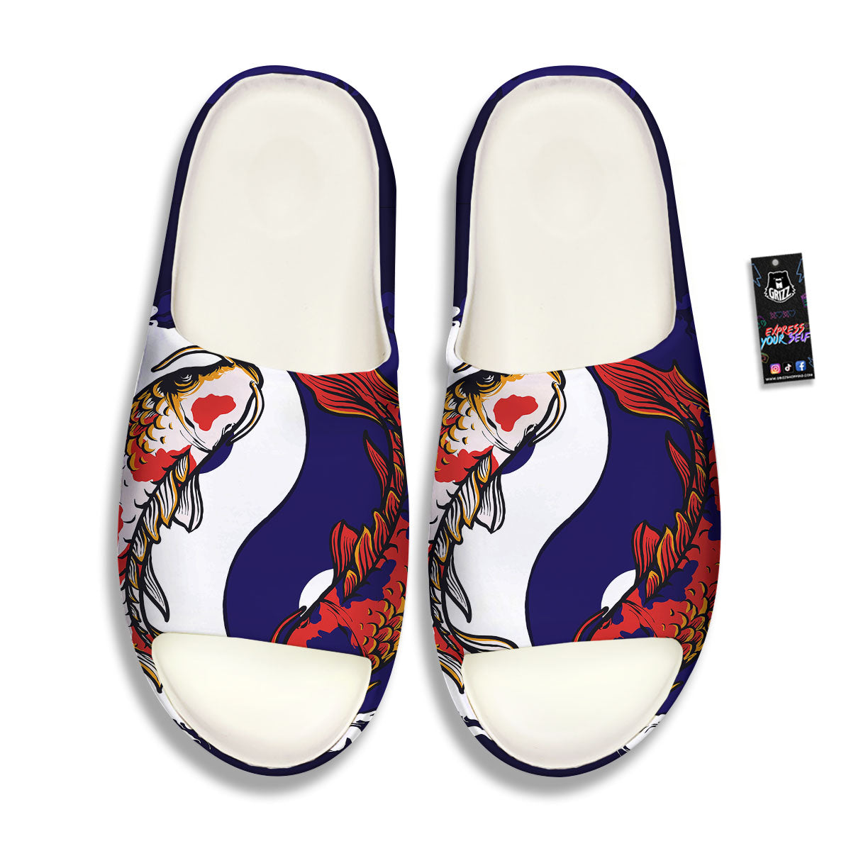 Carp Koi Fish Yin And Yang Print Sandals-grizzshop