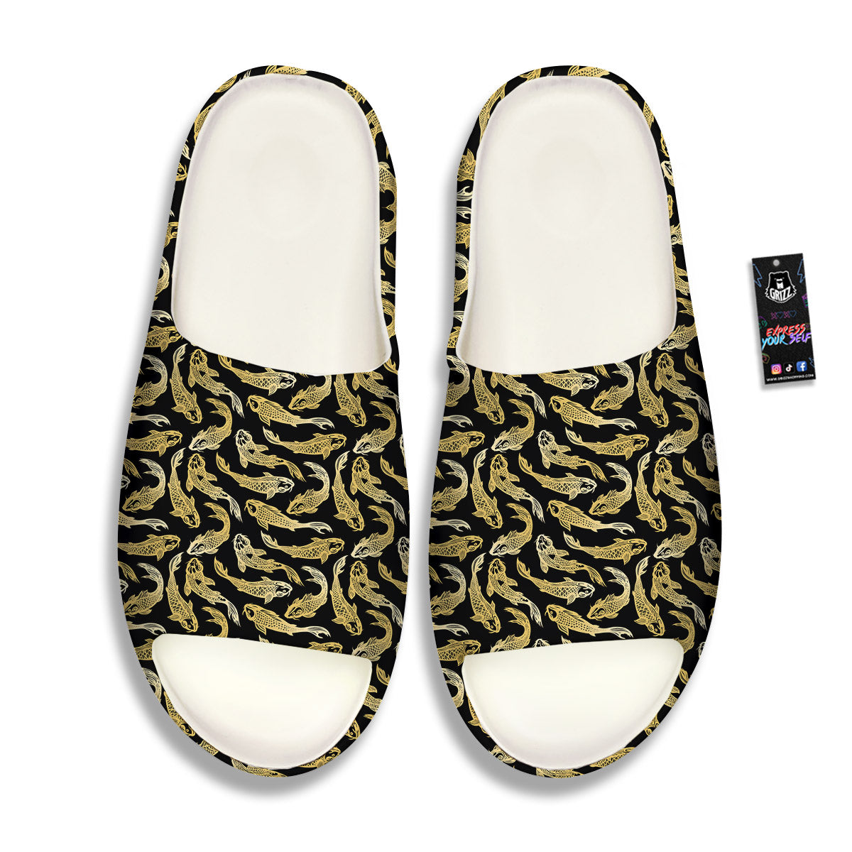 Carp Koi Golden Chinese Print Pattern Sandals-grizzshop