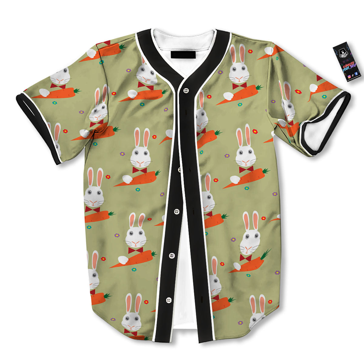 Carrot And Rabbit Print Pattern Baseball Jersey-grizzshop