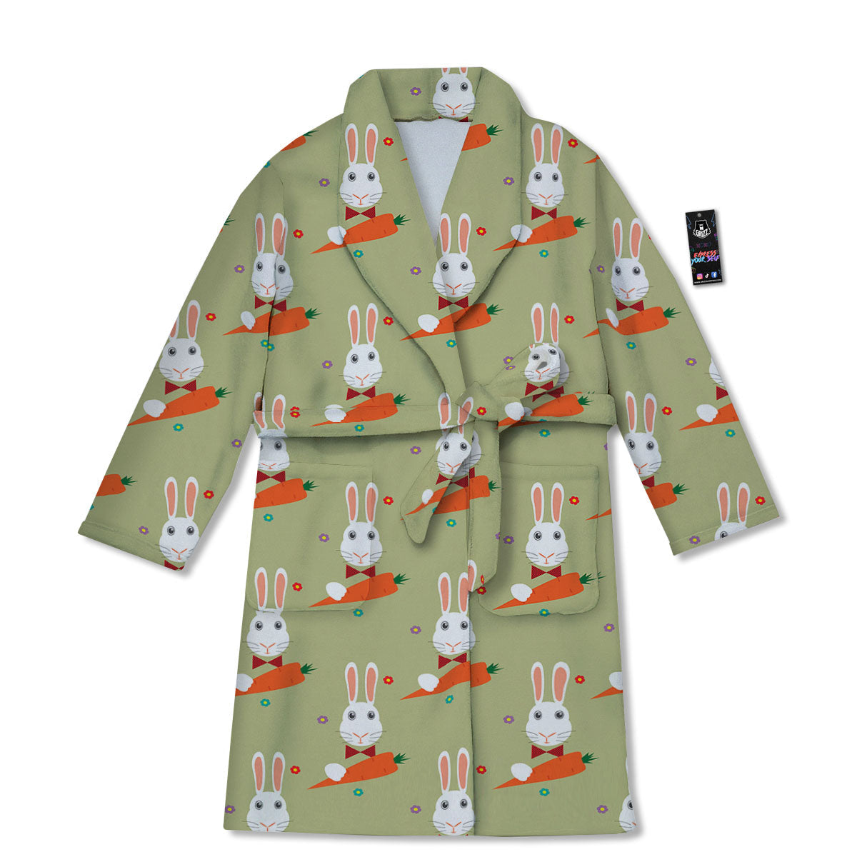 Carrot And Rabbit Print Pattern Bathrobe-grizzshop