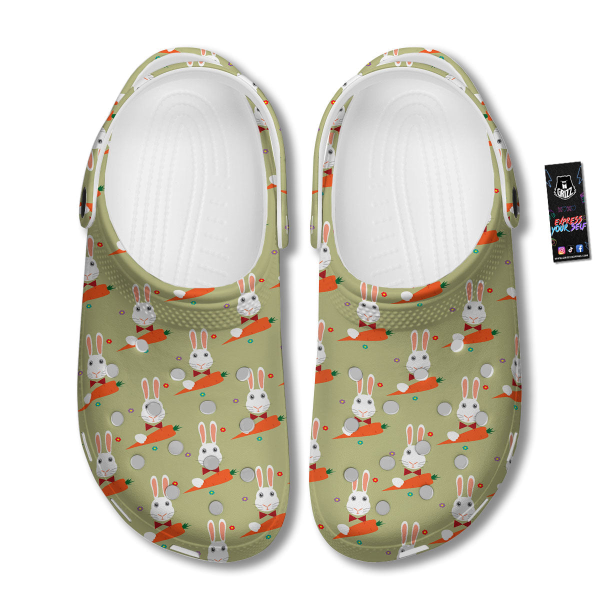 Carrot And Rabbit Print Pattern Clog-grizzshop