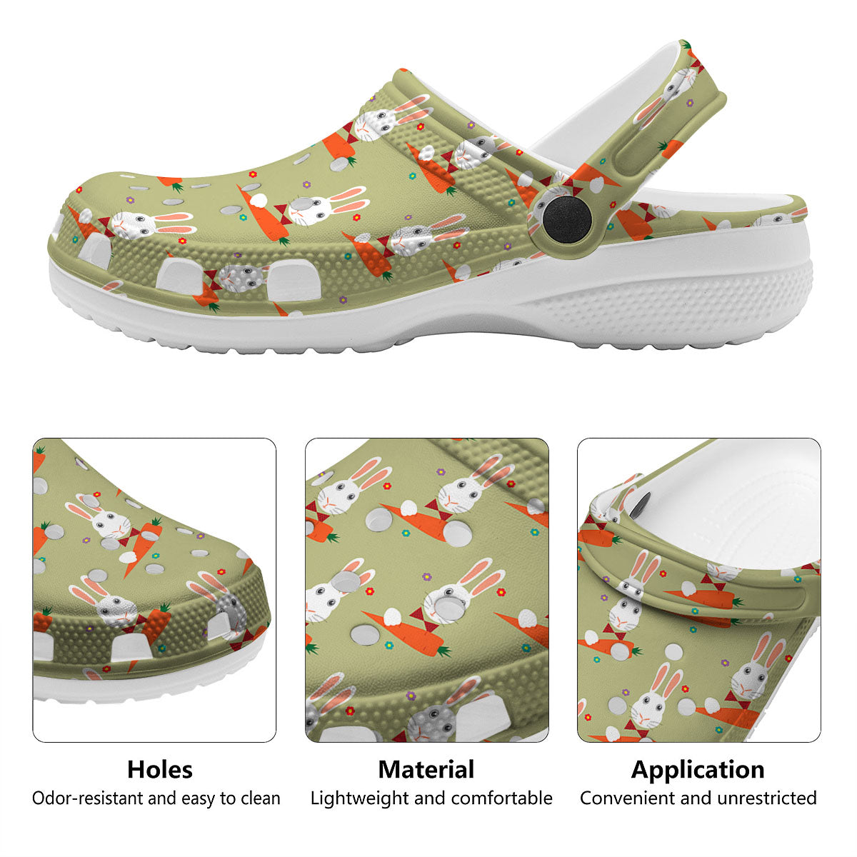Carrot And Rabbit Print Pattern Clog-grizzshop
