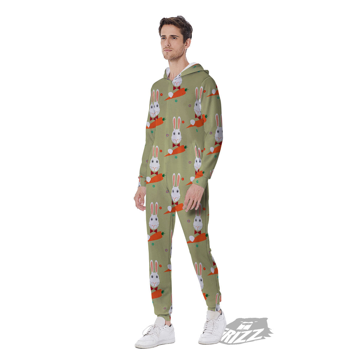 Carrot And Rabbit Print Pattern Men's Jumpsuit-grizzshop