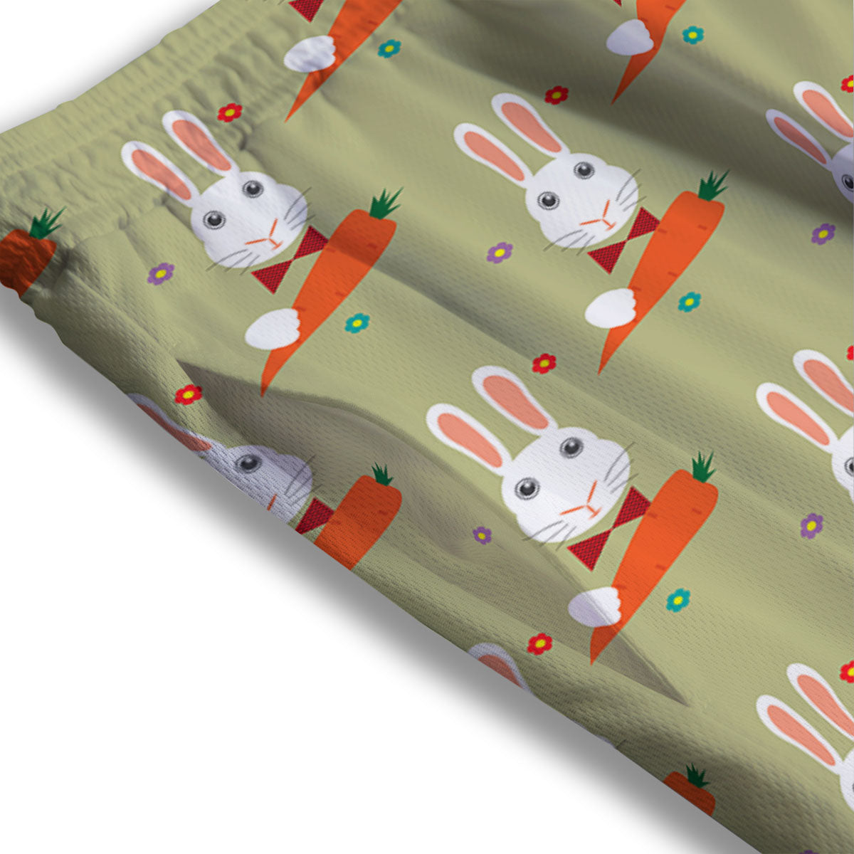 Carrot And Rabbit Print Pattern Mesh Shorts