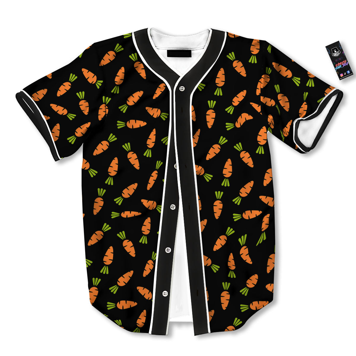 Carrot Black Print Pattern Baseball Jersey-grizzshop