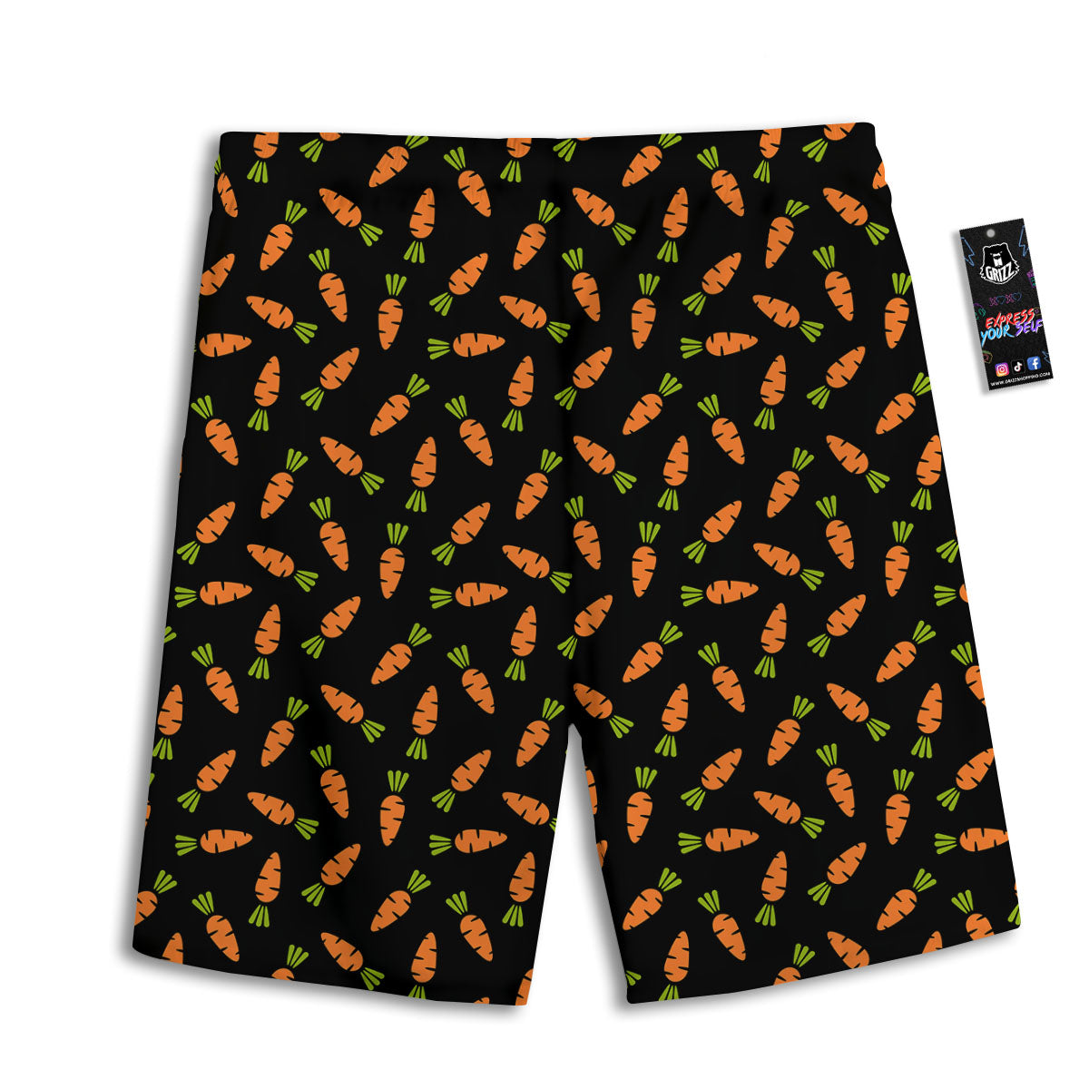 Carrot Black Print Pattern Men's Athletic Shorts