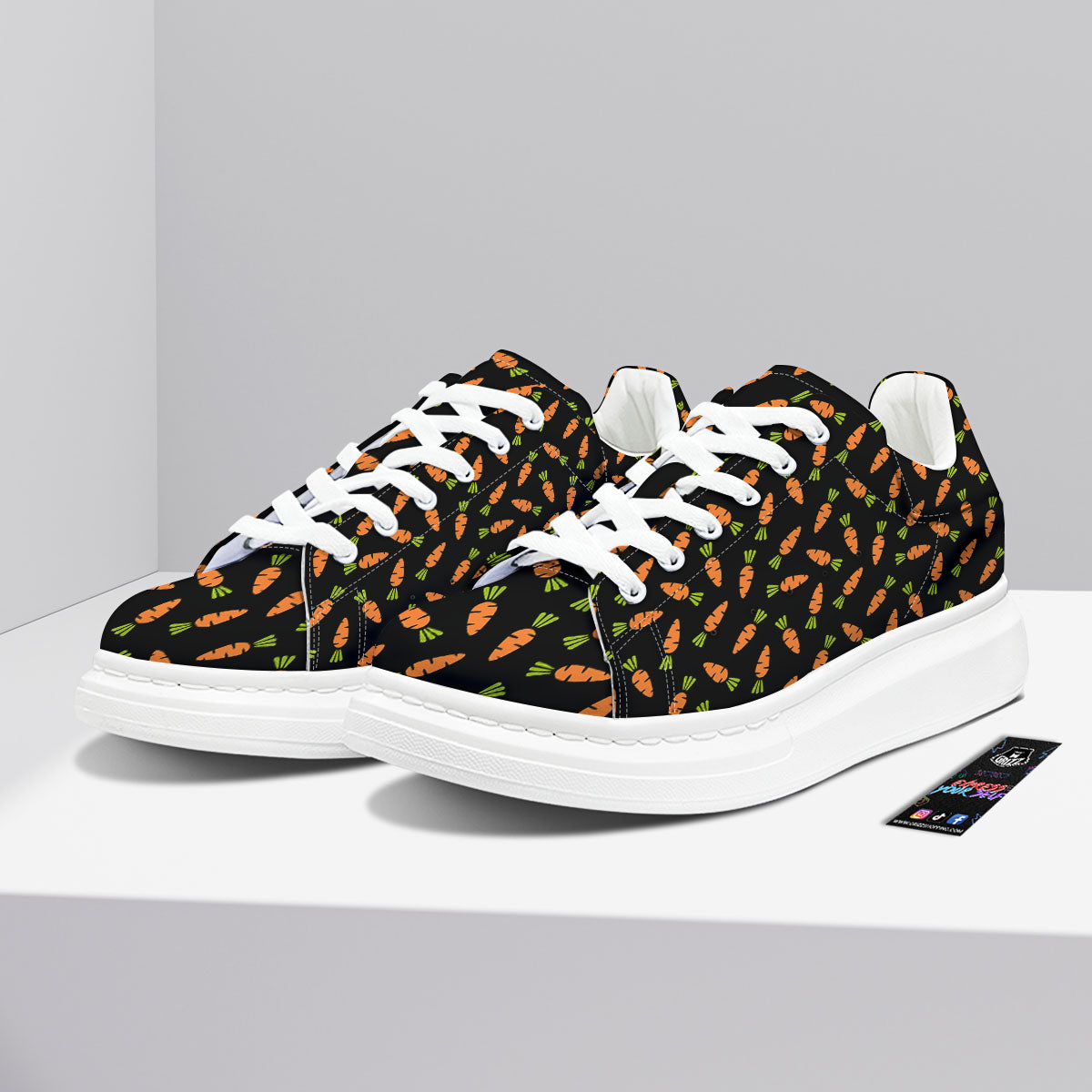 Carrot Black Print Pattern Platform Shoes-grizzshop