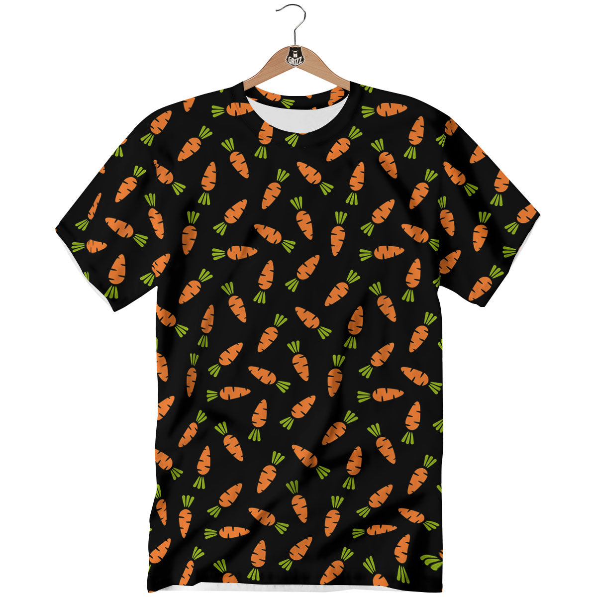 Carrot Black Print Pattern T-Shirt-grizzshop