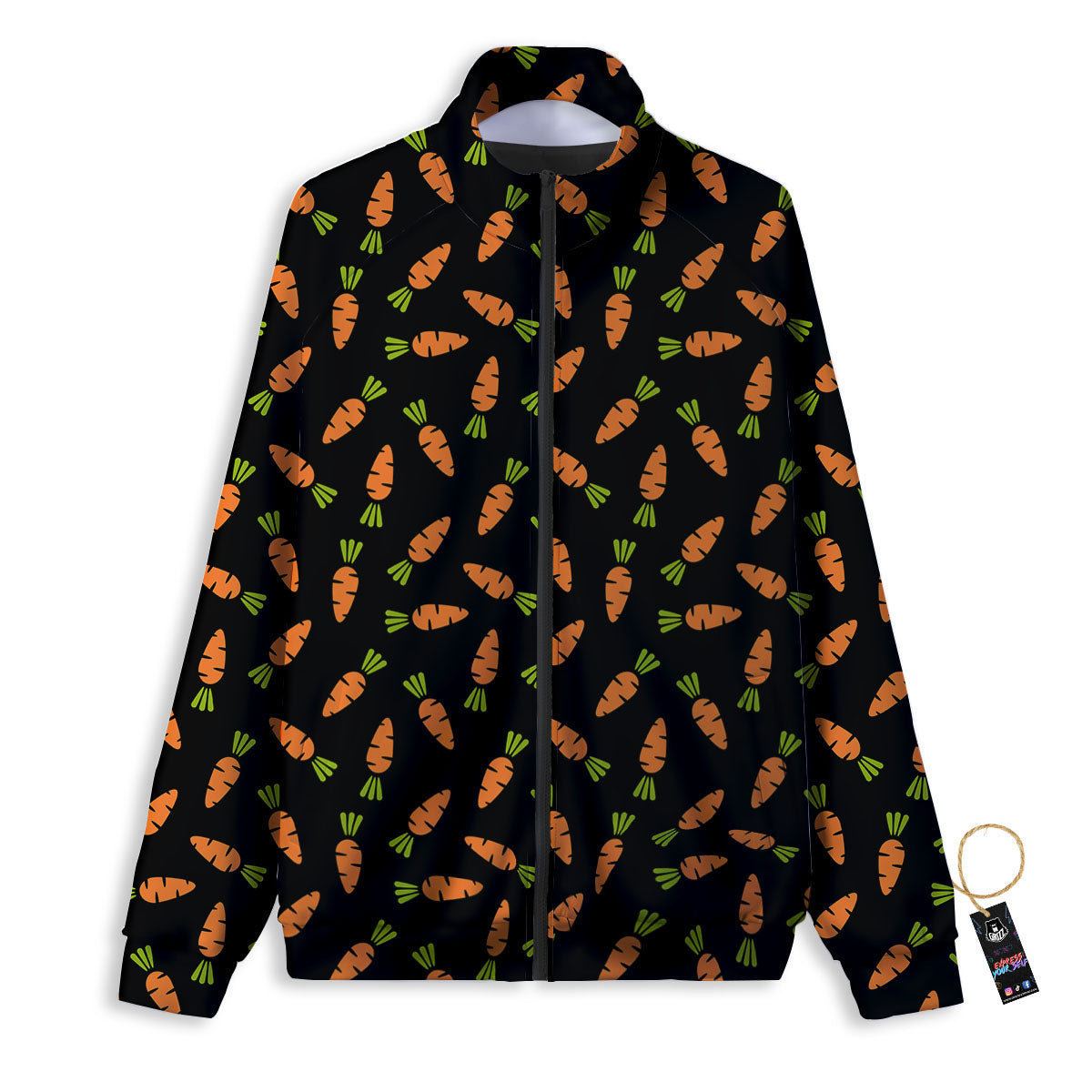 Carrot Black Print Pattern Track Jacket-grizzshop