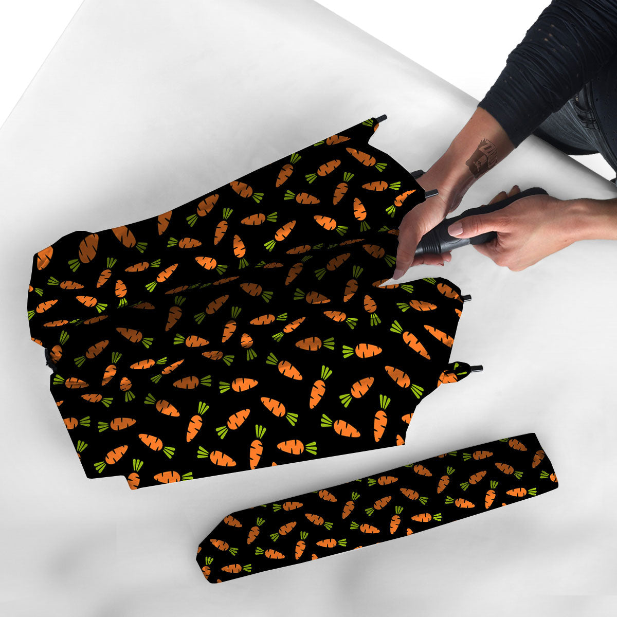Carrot Black Print Pattern Umbrella-grizzshop