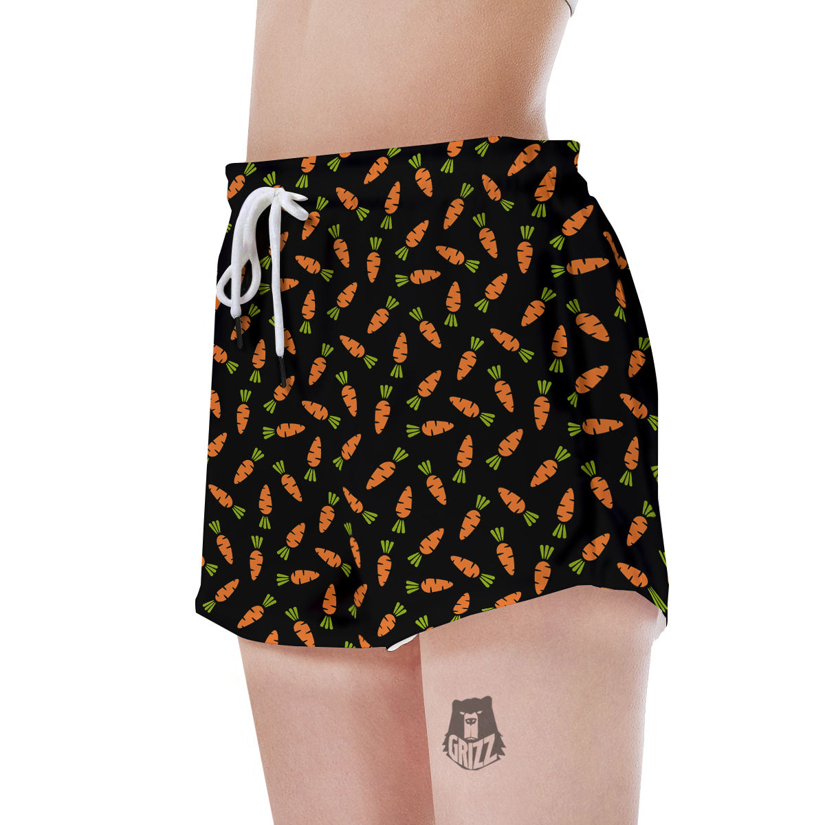Carrot Black Print Pattern Women's Shorts-grizzshop