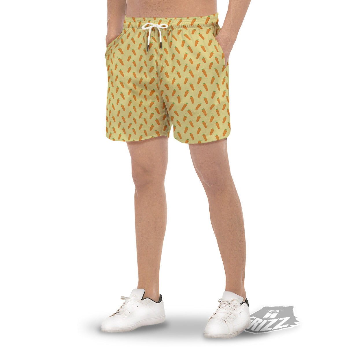 Carrot Cartoon Print Pattern Men's Gym Shorts-grizzshop