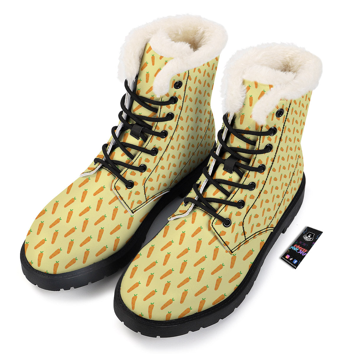 Carrot Cartoon Print Pattern Winter Boots-grizzshop