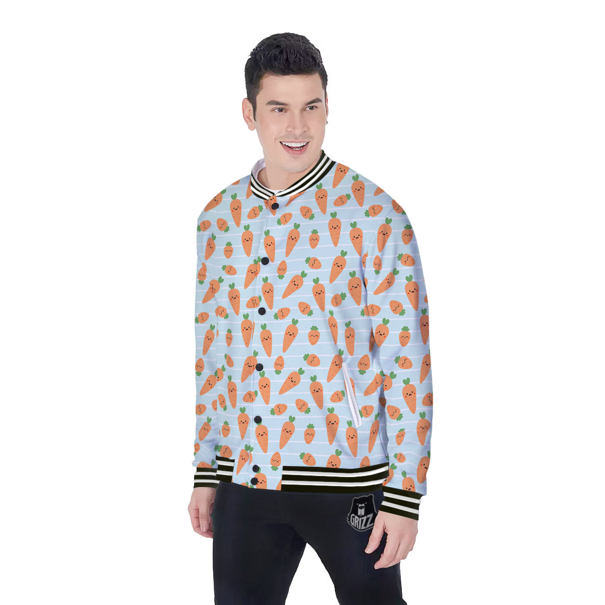 Carrot Cute Print Pattern Baseball Jacket-grizzshop