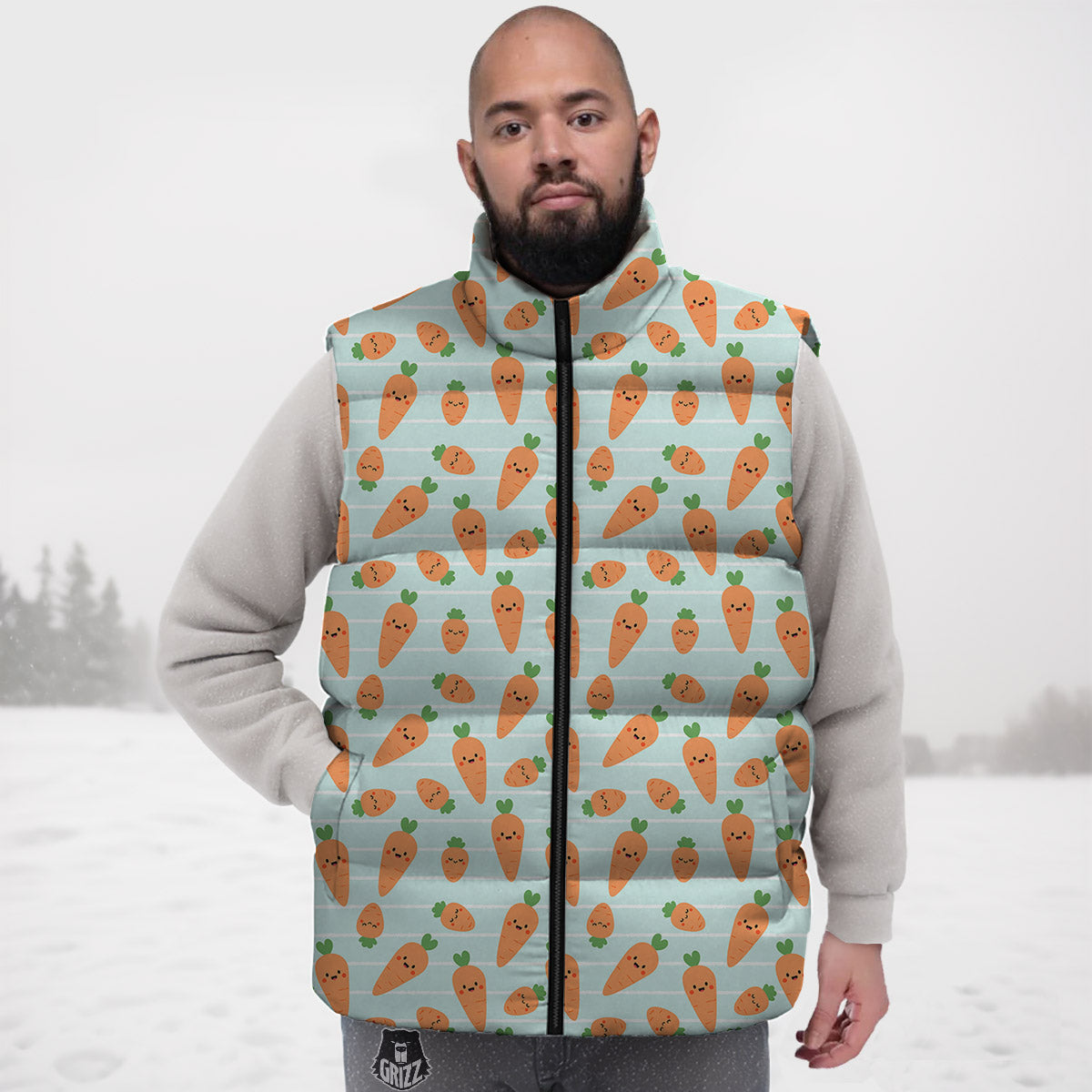Carrot Cute Print Pattern Down Vest