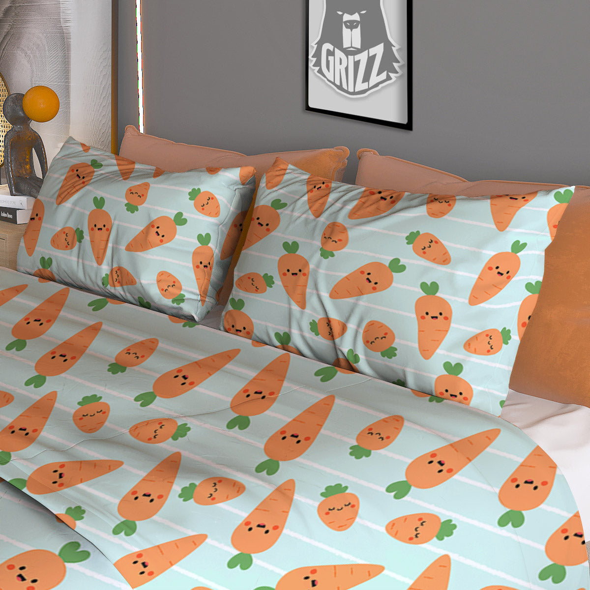 Cookies Gingerbread Man Print Pattern Duvet Cover Bedding Set