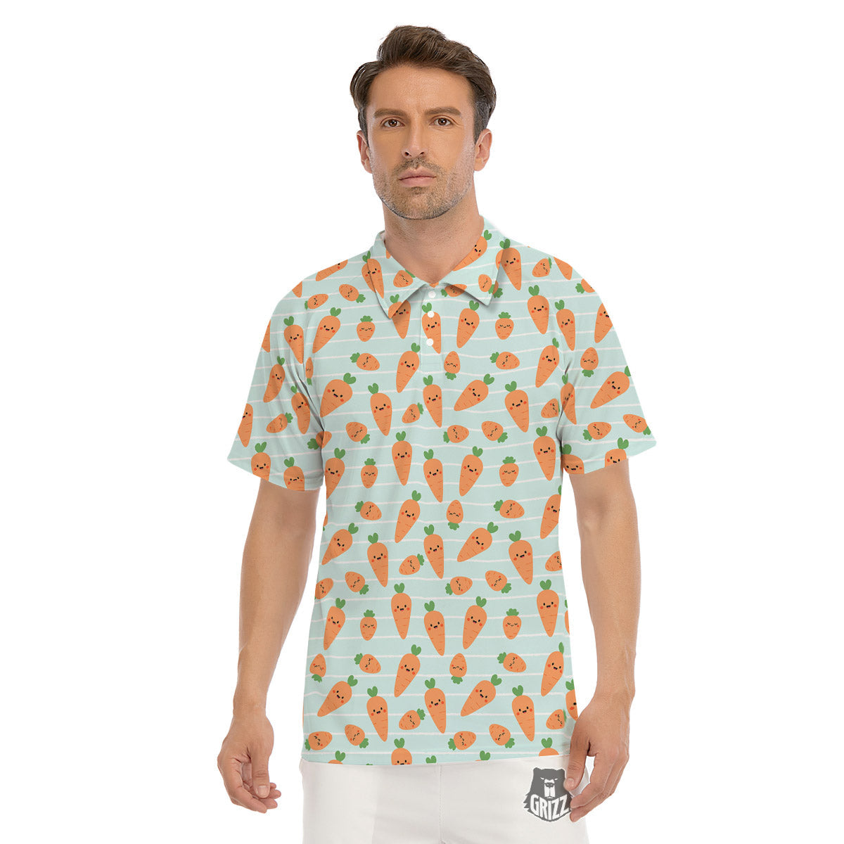 Carrot Cute Print Pattern Men's Golf Shirts-grizzshop