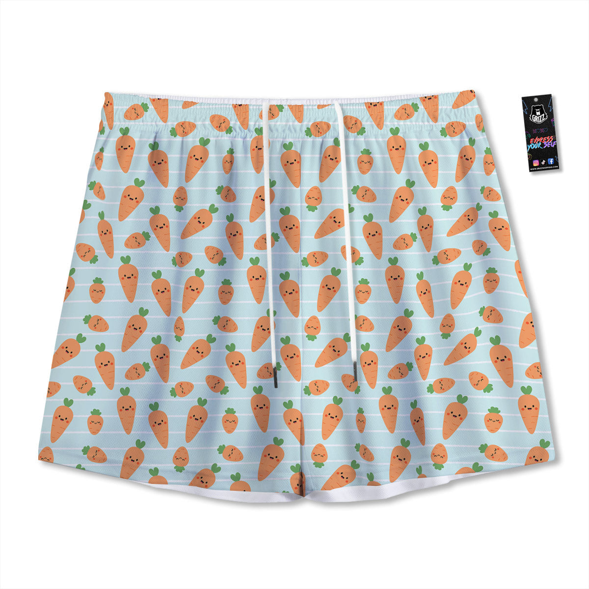 Cookies Gingerbread Man Print Pattern Mesh Shorts