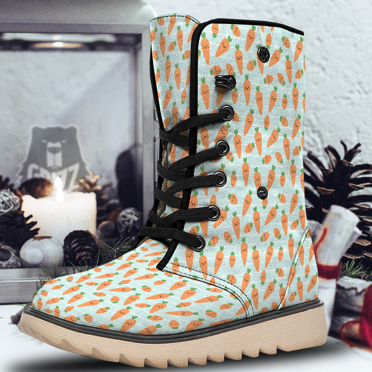 Carrot Cute Print Pattern Snow Boots-grizzshop