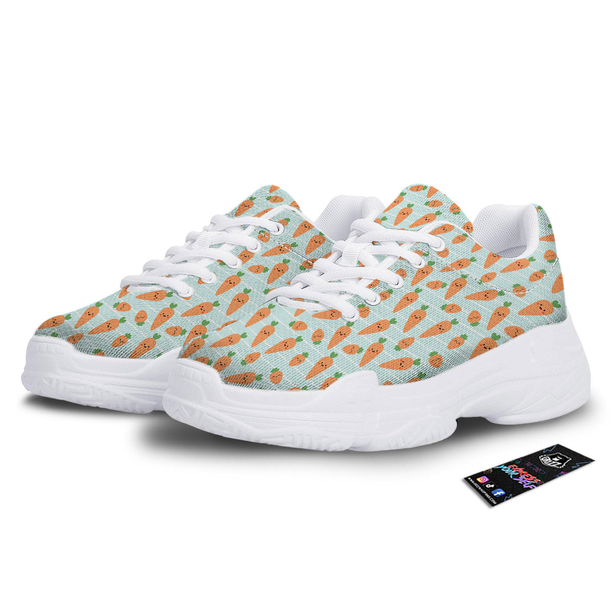 Carrot Cute Print Pattern White Chunky Shoes-grizzshop