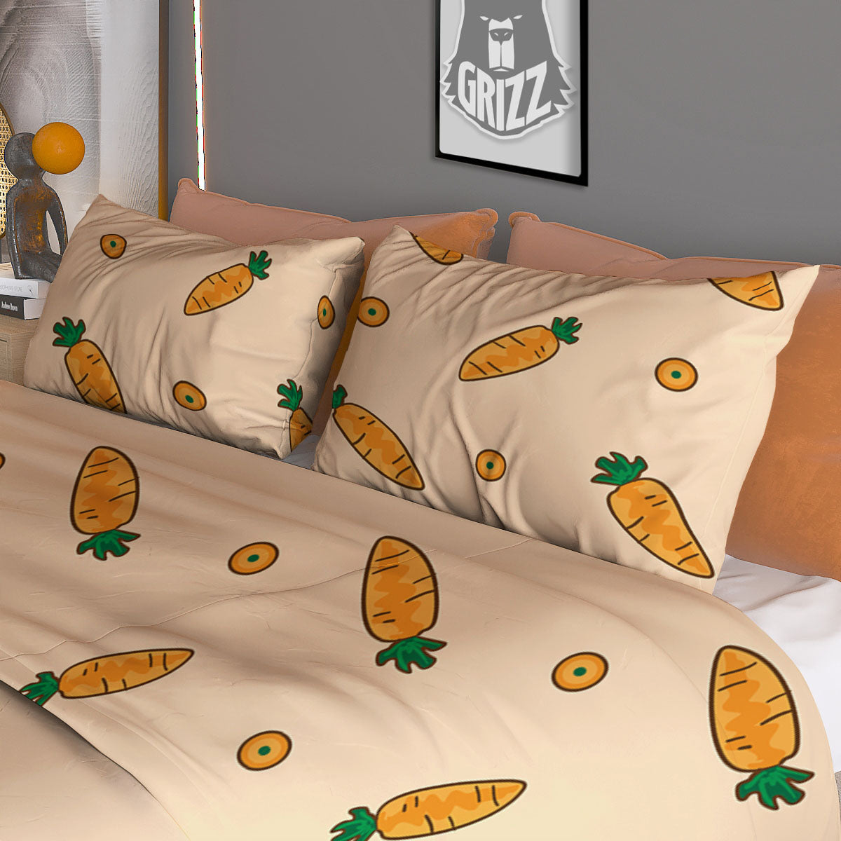 Carrot Little Print Pattern Duvet Cover Bedding Set