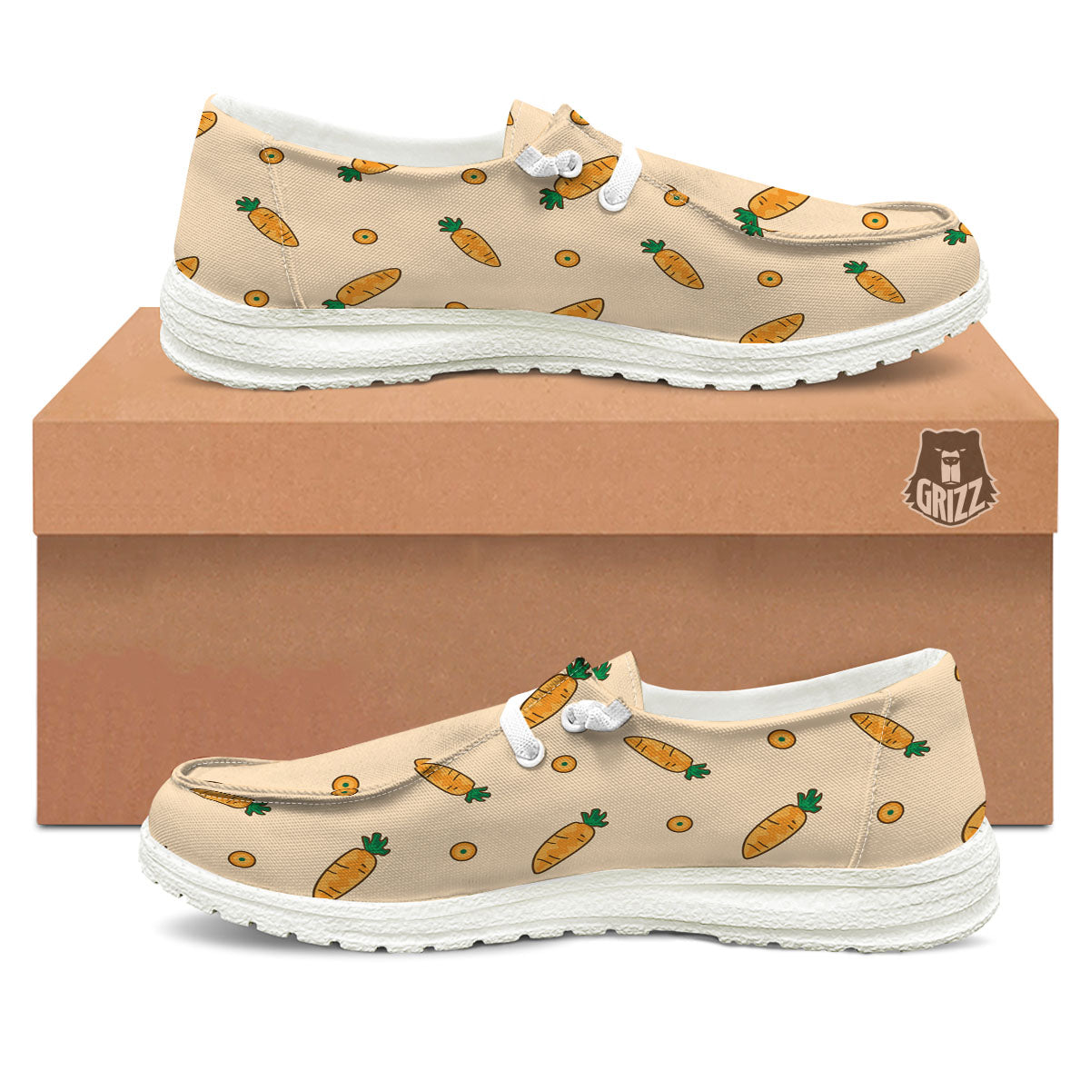 Carrot Little Print Pattern White Loafers-grizzshop