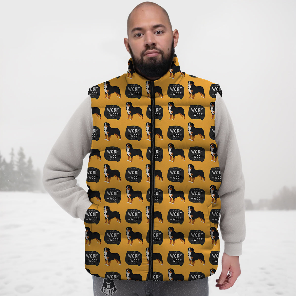Carrot Pattern Print Down Vest-grizzshop