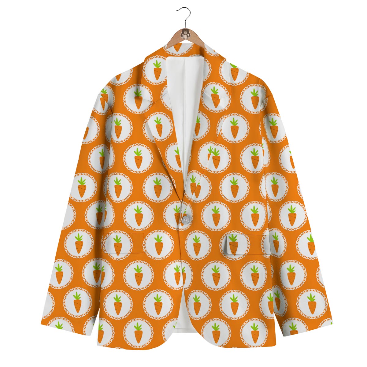 Carrot Pattern Print Men's Blazer-grizzshop