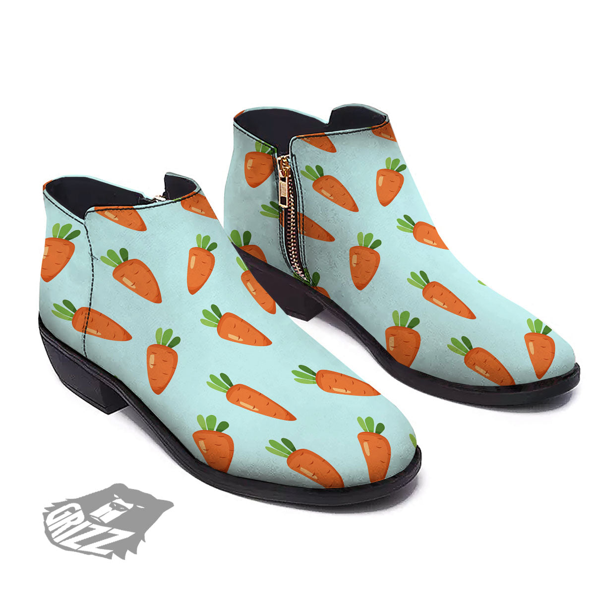 Carrot Print Pattern Ankle Boots-grizzshop
