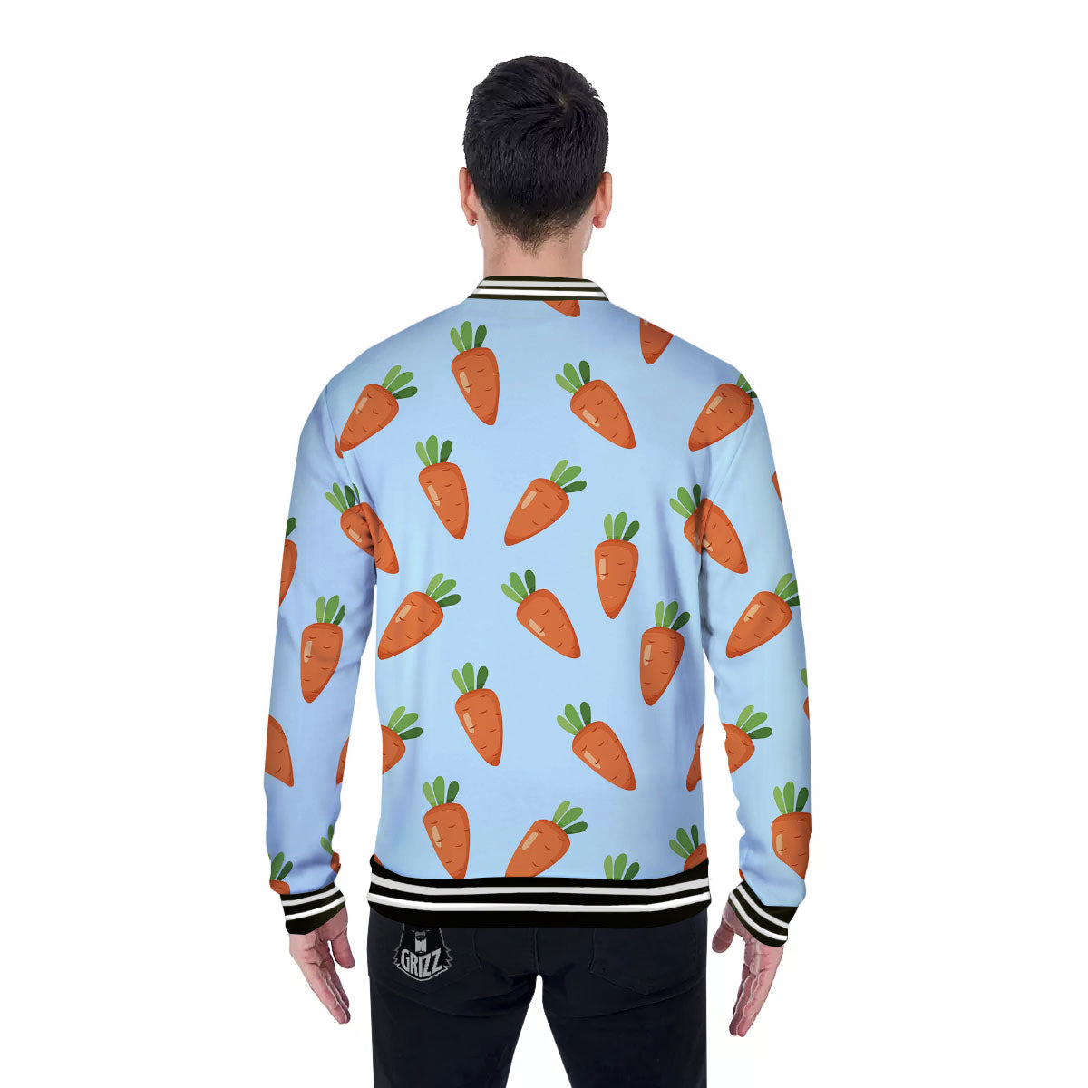 Carrot Print Pattern Baseball Jacket-grizzshop