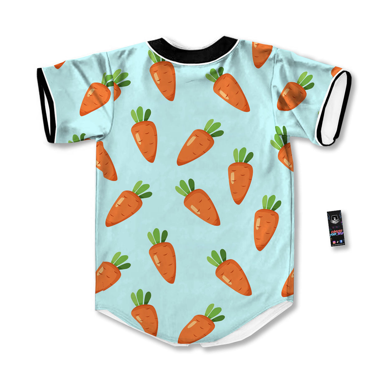 Carrot Print Pattern Baseball Jersey-grizzshop