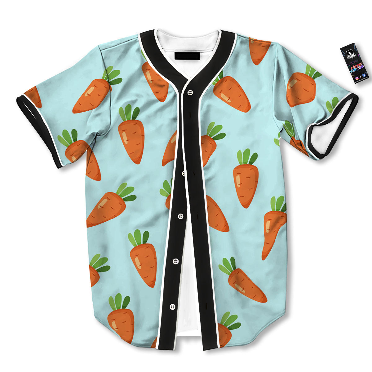Carrot Print Pattern Baseball Jersey-grizzshop