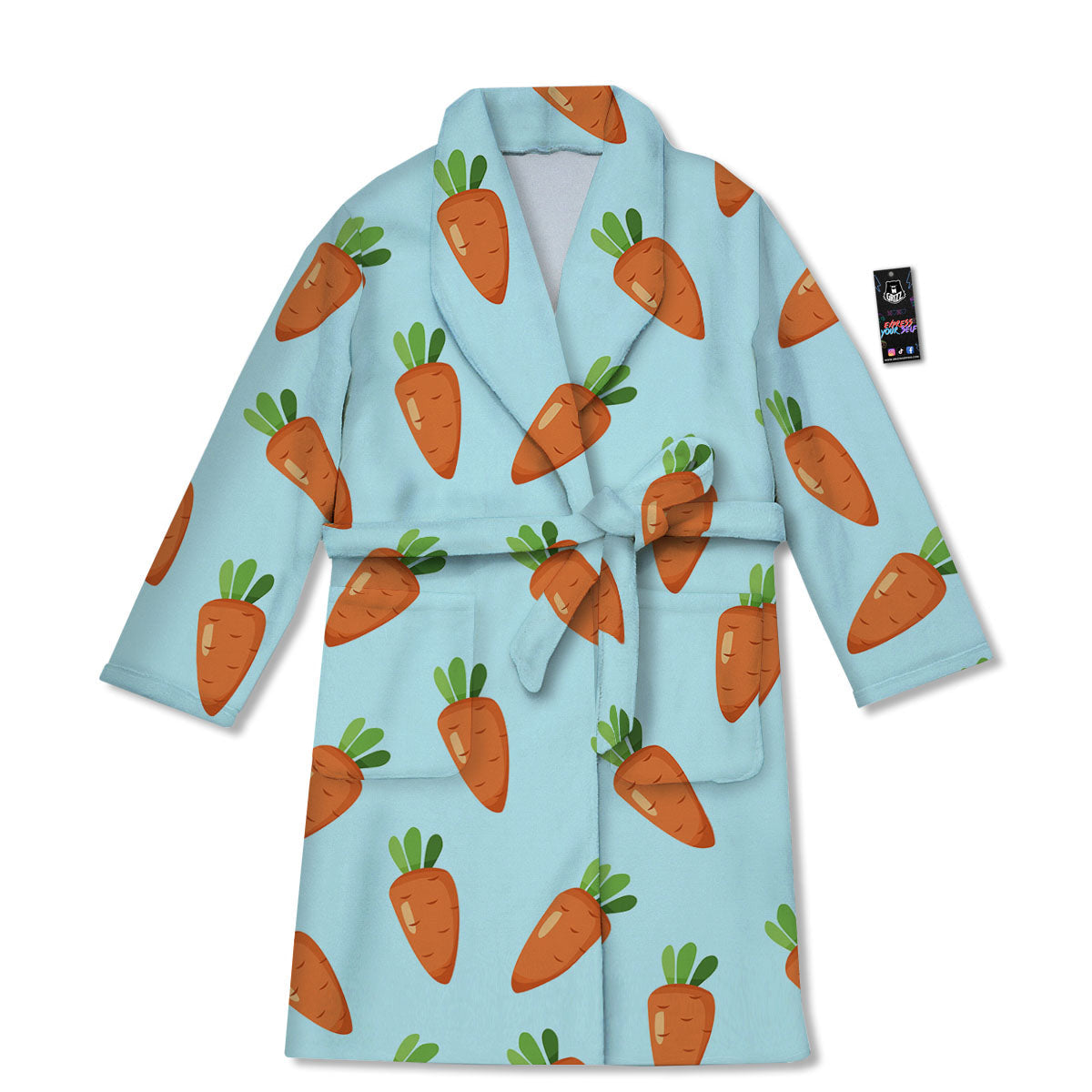 Carrot Print Pattern Bathrobe-grizzshop
