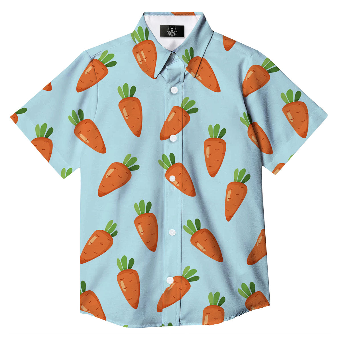 Carrot Print Pattern Button Up Shirt-grizzshop