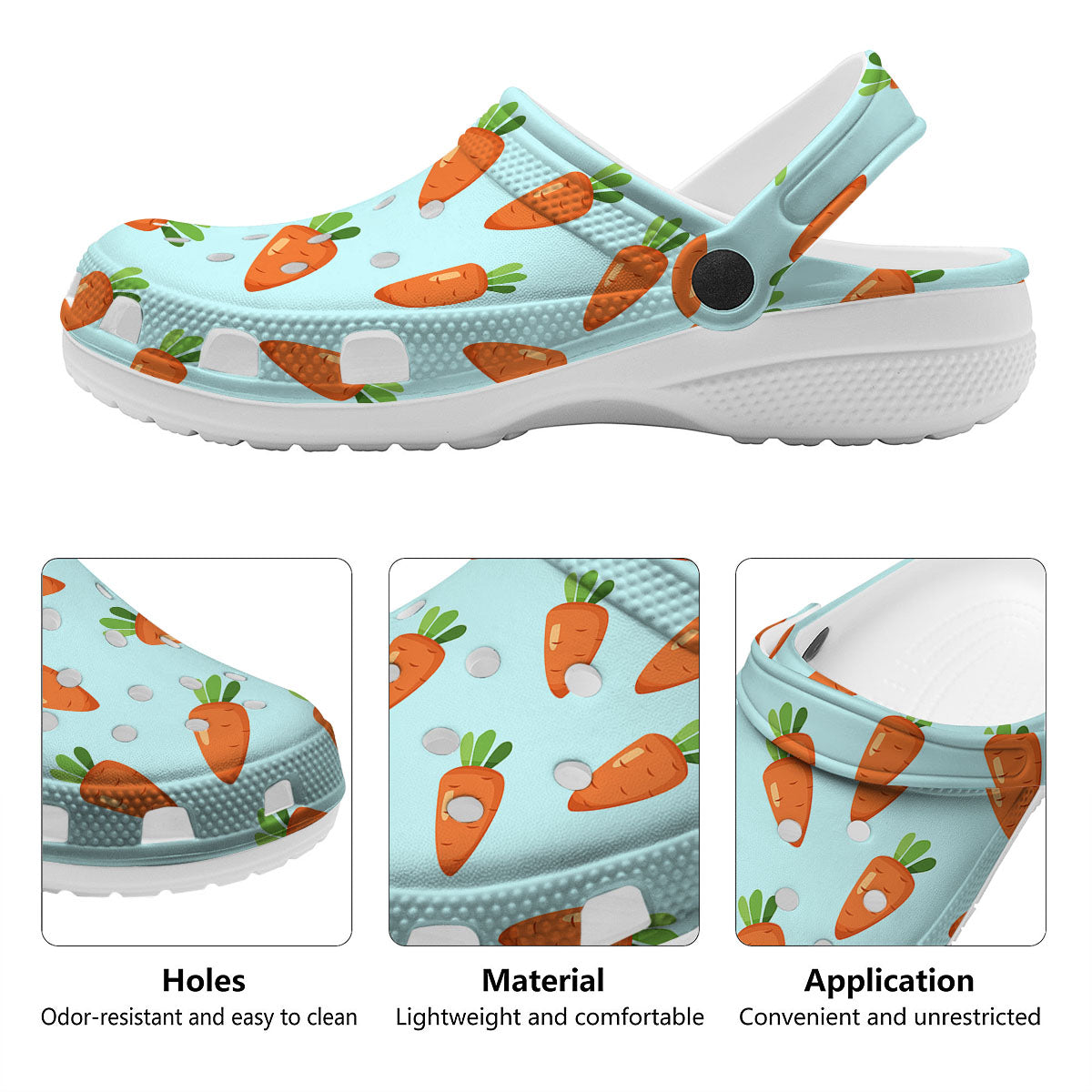 Carrot Print Pattern Clog-grizzshop