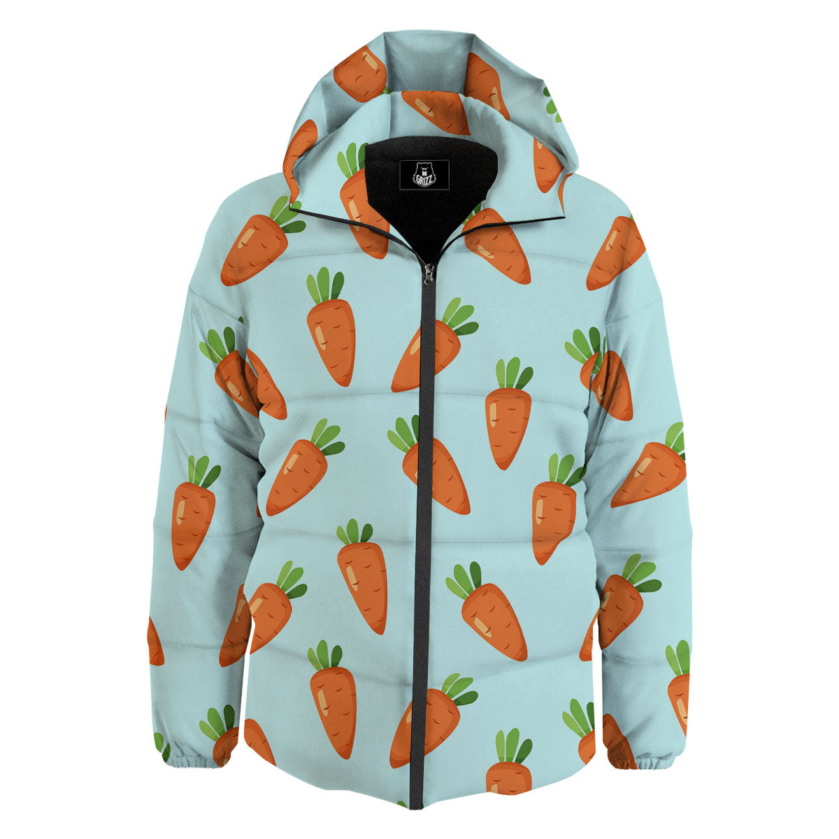 Carrot Print Pattern Down Jacket-grizzshop