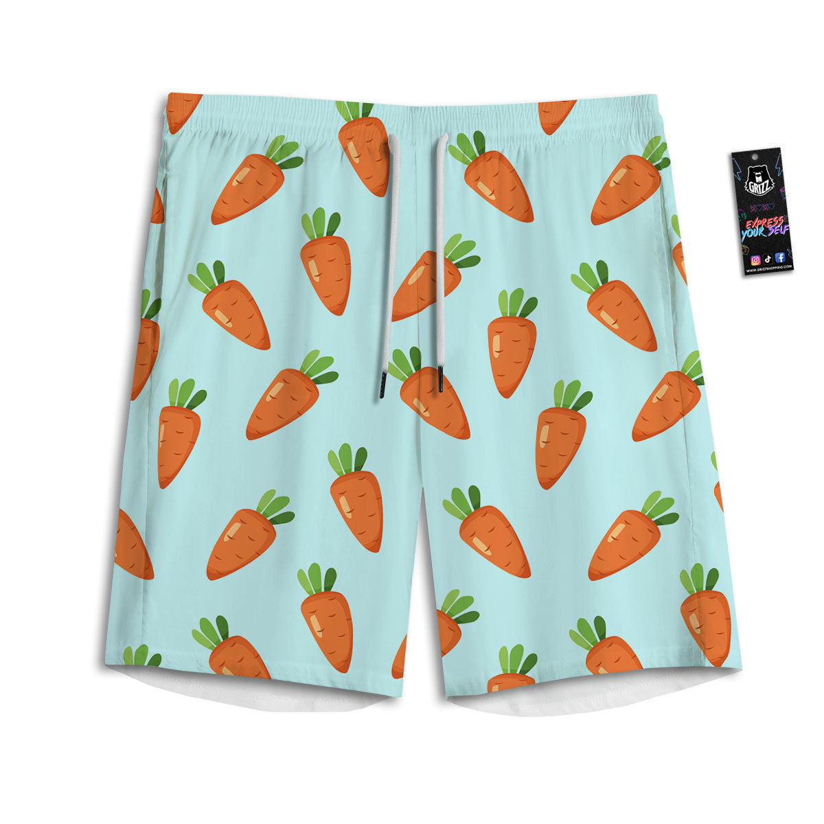 Carrot Print Pattern Men's Athletic Shorts
