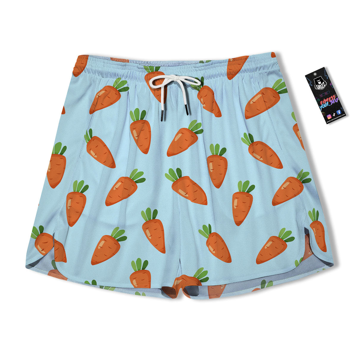 Carrot Print Pattern Men's Running Shorts-grizzshop