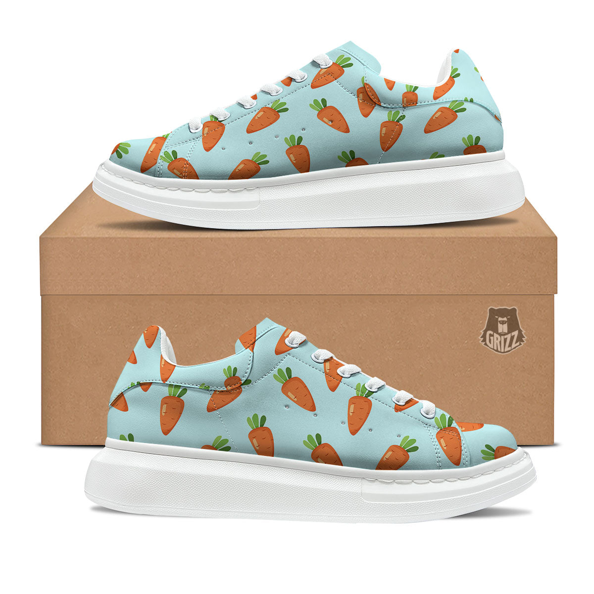 Carrot Print Pattern Platform Shoes-grizzshop