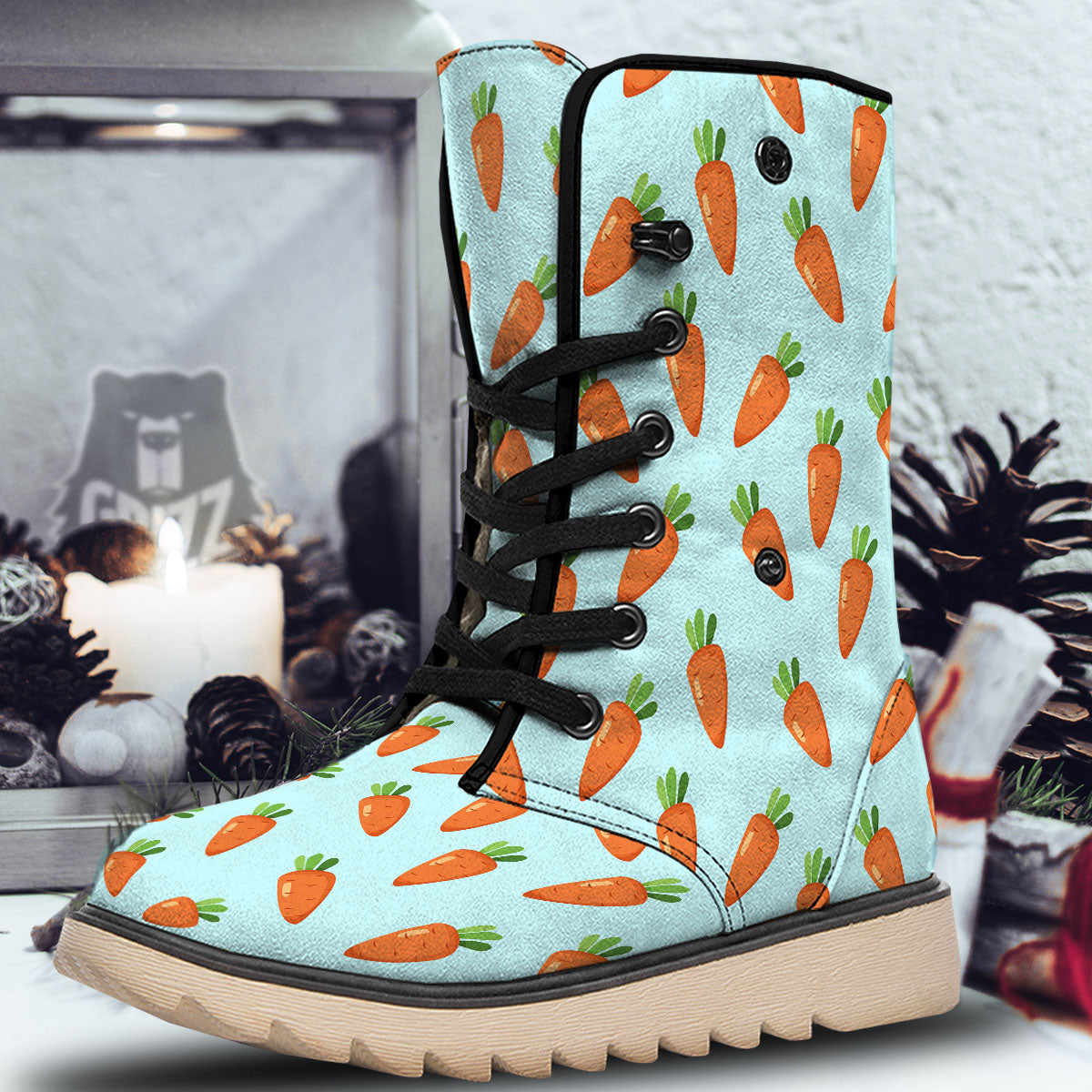 Carrot Print Pattern Snow Boots-grizzshop