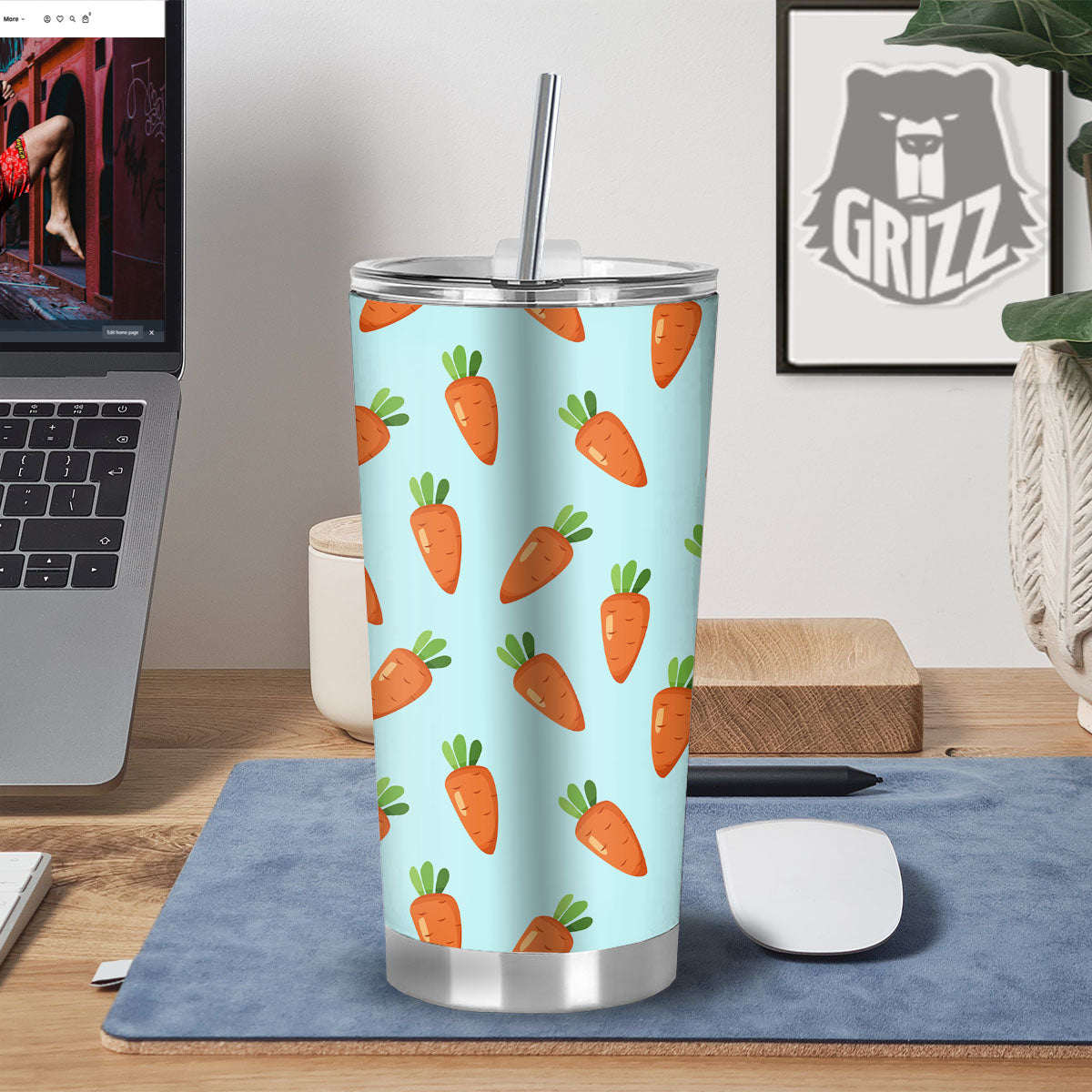 Carrot Print Pattern Tumbler-grizzshop