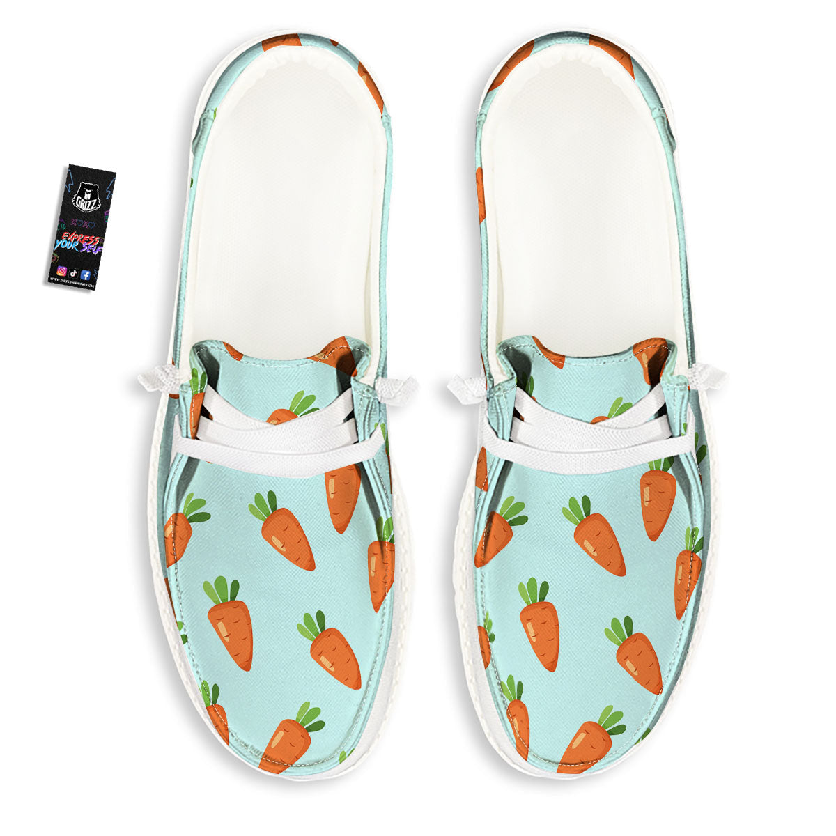 Carrot Print Pattern White Loafers-grizzshop