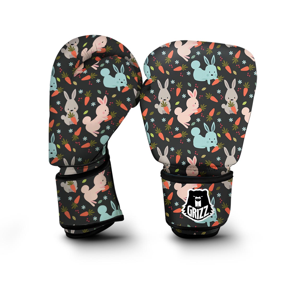 Carrot Rabbit Bunny Pattern Print Boxing Gloves-grizzshop
