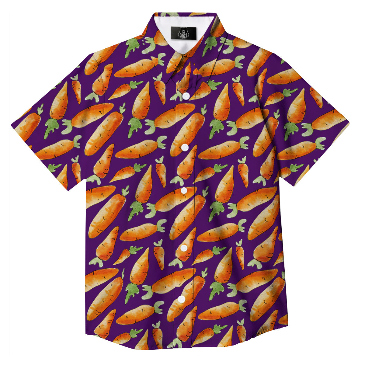 Carrot Watercolor Print Pattern Button Up Shirt-grizzshop