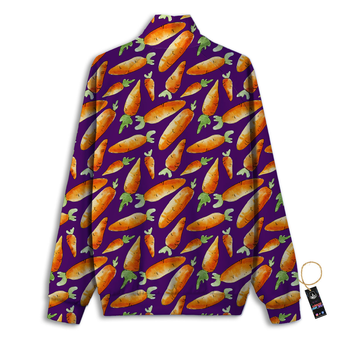 Carrot Watercolor Print Pattern Track Jacket-grizzshop