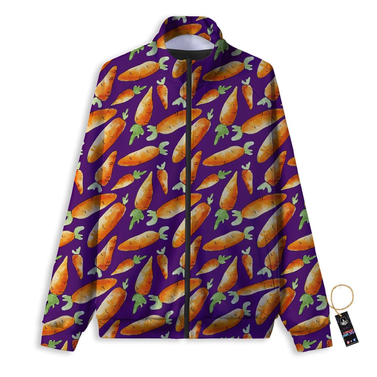 Carrot Watercolor Print Pattern Track Jacket-grizzshop
