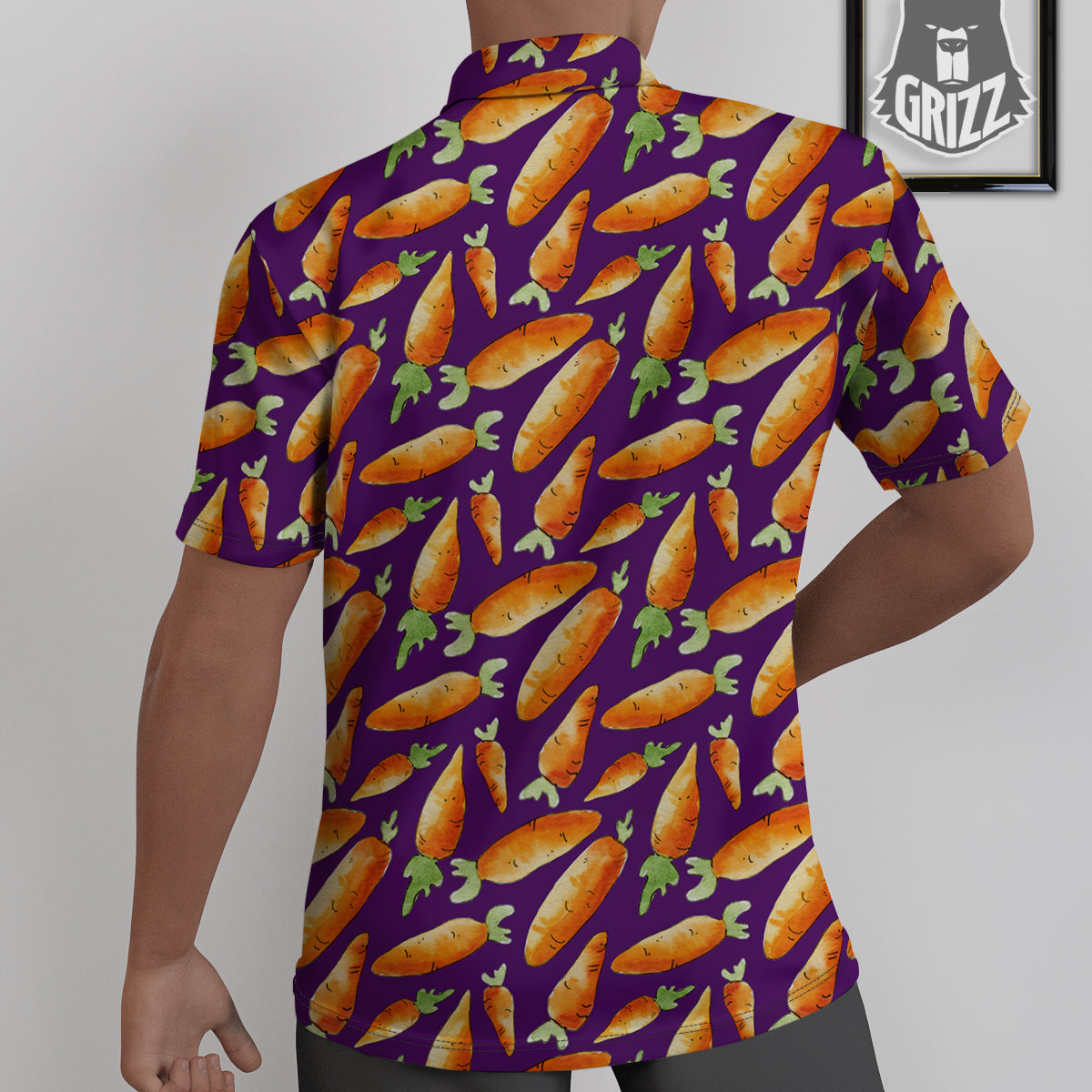 Carrot Watercolor Print Pattern Untucked Shirts-grizzshop