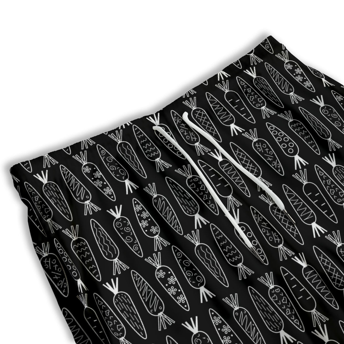 Carrot White And Black Print Pattern Men's Athletic Shorts